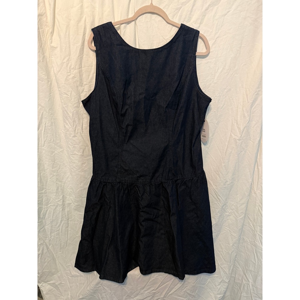 Scoop Womens Drop Waist Boat Neck Denim Dress Indigo Wash XXL 20 Smocked NEW